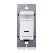  Passive Infrared Wall Switch Occupancy Sensor, Auto On/ Auto Off Only, Single Relay, Photocell Controlled (Hold-Off), Low Profile, 180 Degree Field-Of-View, 2100 Sq Ft., Adjustable Blinders, Time Delay 30 Sec- 30 Min, Black