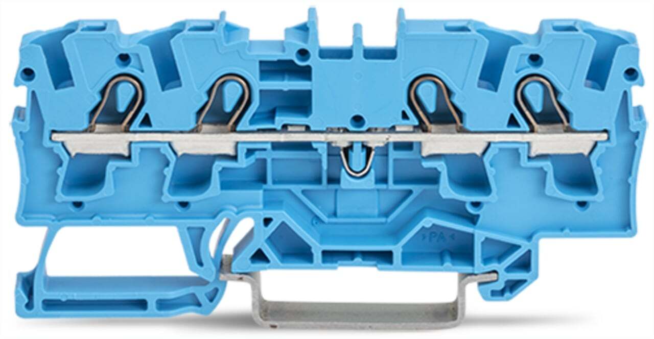 4-conductor through terminal block; 4 mm; for Ex e II and Ex i applications; side and center marking; for DIN-rail 35 x 15 and 35 x 7.5; Push-in CAGE CLAMP; 4,00 mm; blue