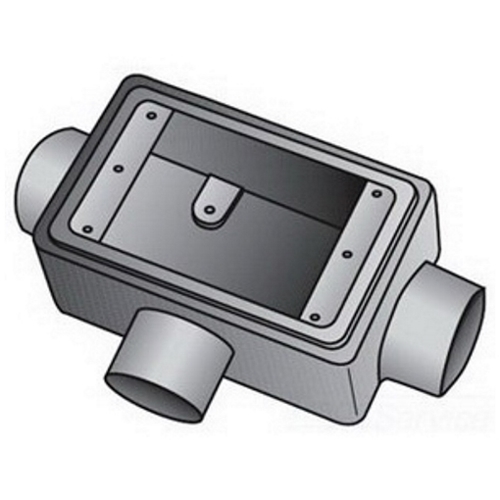 OZ-Gedney Type FDCT Deep Cast Device Box, Number Of Outlet: 3, Gray Iron, Size: 1 IN, Ridge Top Construction, Cable Entry: (3) 1 IN Hubs, 28 CU-IN Capacity, No, 2-15/16 IN Width, 3-1/16 IN Depth, 4-11/16 IN Height, Finish: Zinc Electroplated With Aluminum Enamel, Third Party Certification: UL File Number E-18095, CSA 009795, Applicable Third Party Standards: UL 514A, CSA C22.2 No.18, Federal Specification A-A-50563, NEMA : FB-1, For Rigid Conduit And IMC