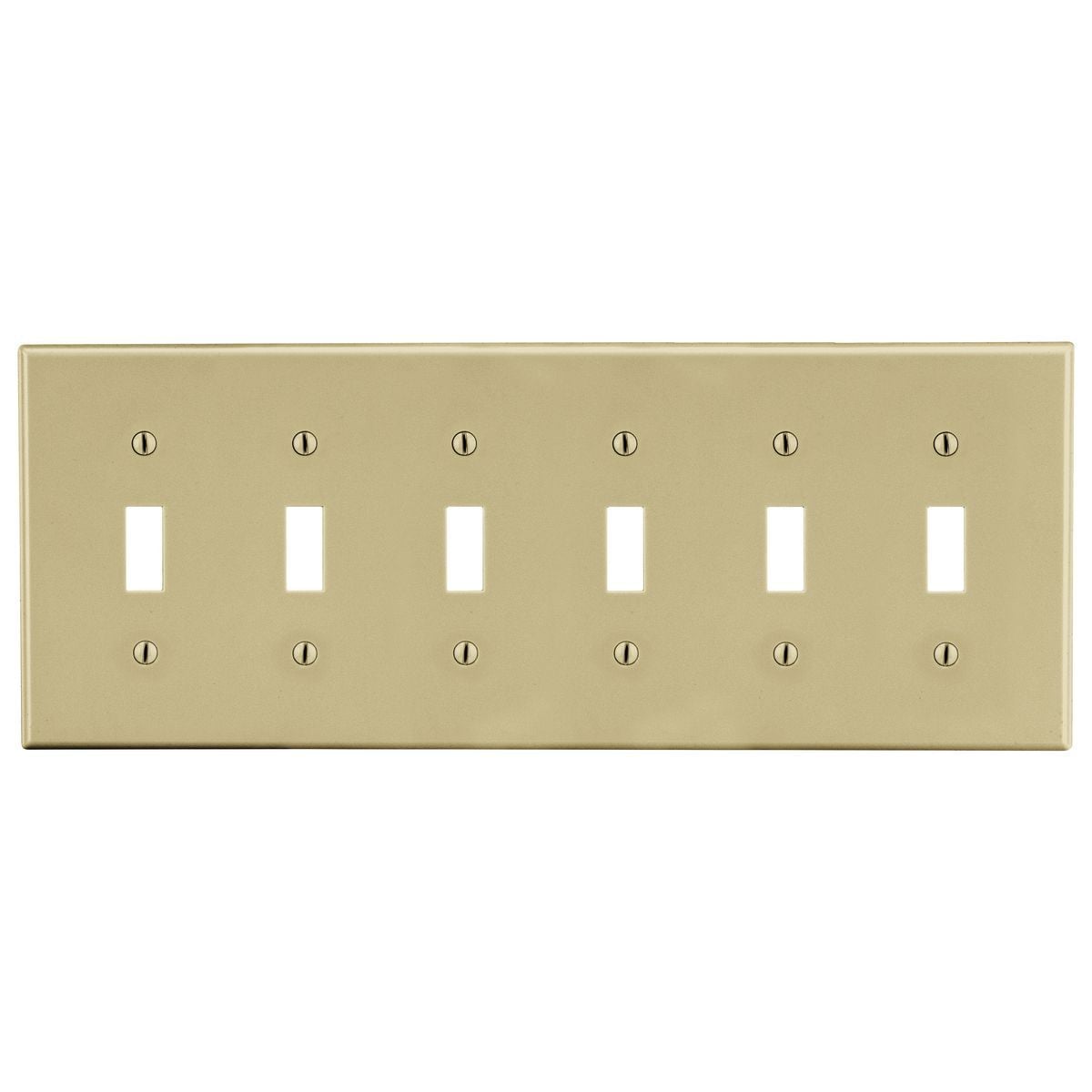 Wallplate, 6-Gang, 6) Toggle, Ivory