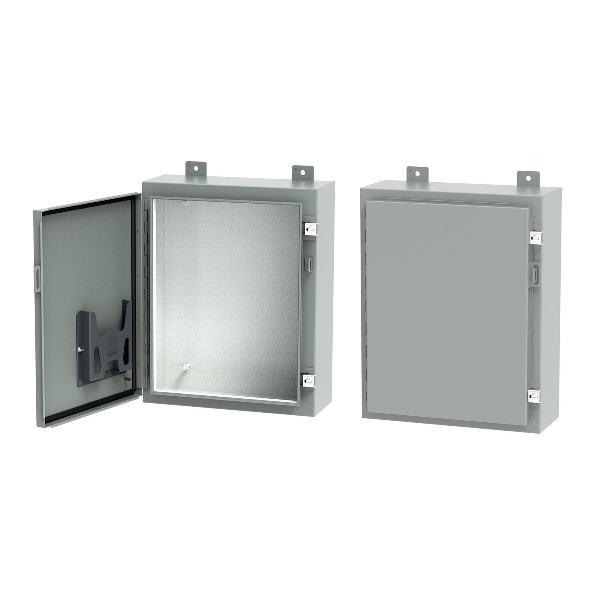 Continuous Hinge Enclosure with Clamps LP Type 12, 24x12x8, Gray, Mild Steel