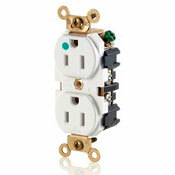 20-Amp, 125 Volt, Wide Body Duplex MRI Receptacle, Straight Blade, Hospital Grade, Self Grounding, Gray