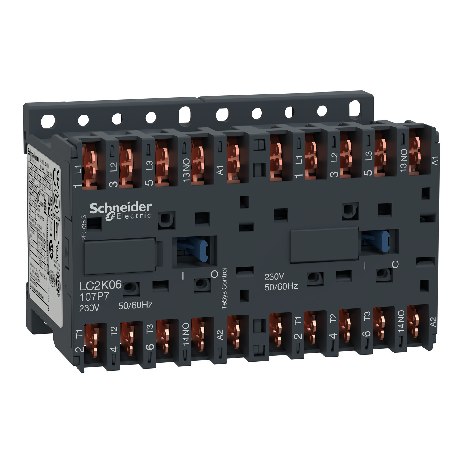 Reversing contactor, TeSys K, 3P, AC-3, lt or eq to 440V 12 A, 1 NO, 24VAC coil