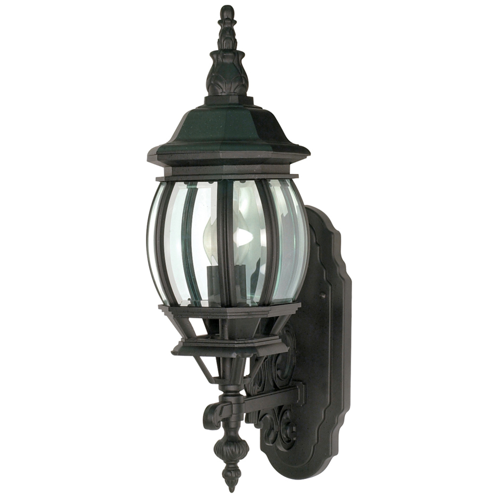 Central Park - 1 Light - 20 - Wall Lantern - w/ Clear Beveled Glass - Textured Black