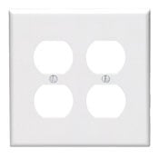 2-Gang Duplex Device Receptacle Wallplate, Midway Size, White