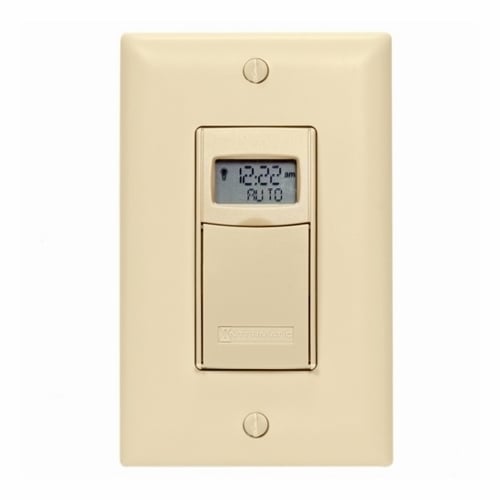 The DIGTL 7D ASTRO TIMER 20A 24-277V IVORY The EI600 features up to 40 ON/OFF programmed events per week and an automatic daylight saving time adjustment. It controls AC and DC up to 277V and has an astronomic feature which can be combined with specific ON/OFF programming. Convenient program capabilities are designed to suit any lighting schedule. All programs are securely stored in non-volatile memory and backed up by a CR2 lithium battery. The timer is compatible with single-pole and 3-way incandescent, fluorescent, CFL, and LED bulbs and requires no neutral wire. With robust performance and an abundance of features, the EI600 is the number one choice for in-wall timers.