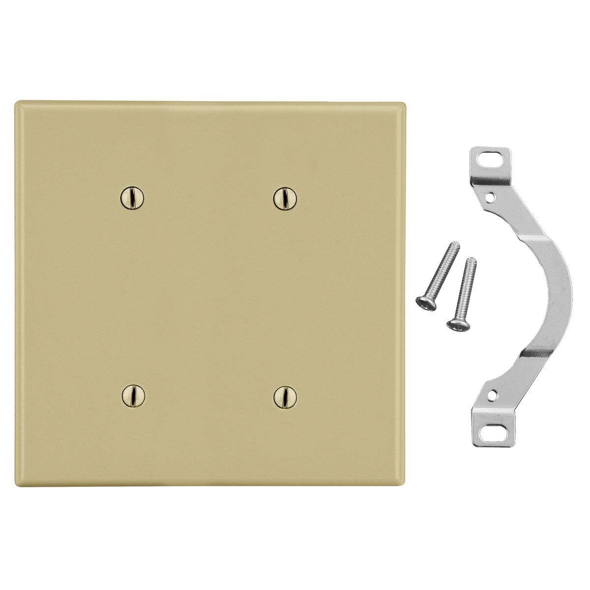Wallplate, 2-Gang, 2 Strap  Mount Blank, Ivory