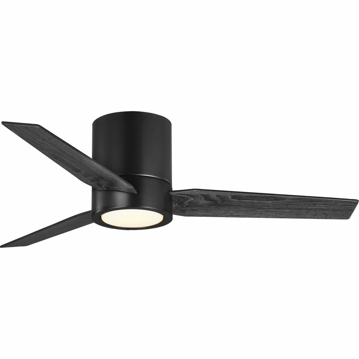 Experience an ideal blend of style and function with the Braden Collection 44-Inch 3-Blade Matte Black LED Mid-Century Modern Indoor Hugger Ceiling Fan. Three reversible plywood blades are coated in black and distressed ebony finishes for extra design versatility. The fan&#x27;s center is coated in a beautiful matte black finish to accentuate its modern character. A remote control with batteries is included so you can adjust full-range dimming and fan speed without breaking a sweat.