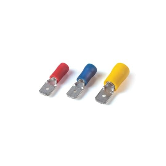Insulated Vinyl Male - 250 Series Disconnects for Wire Range 16-14, Blue, Canister