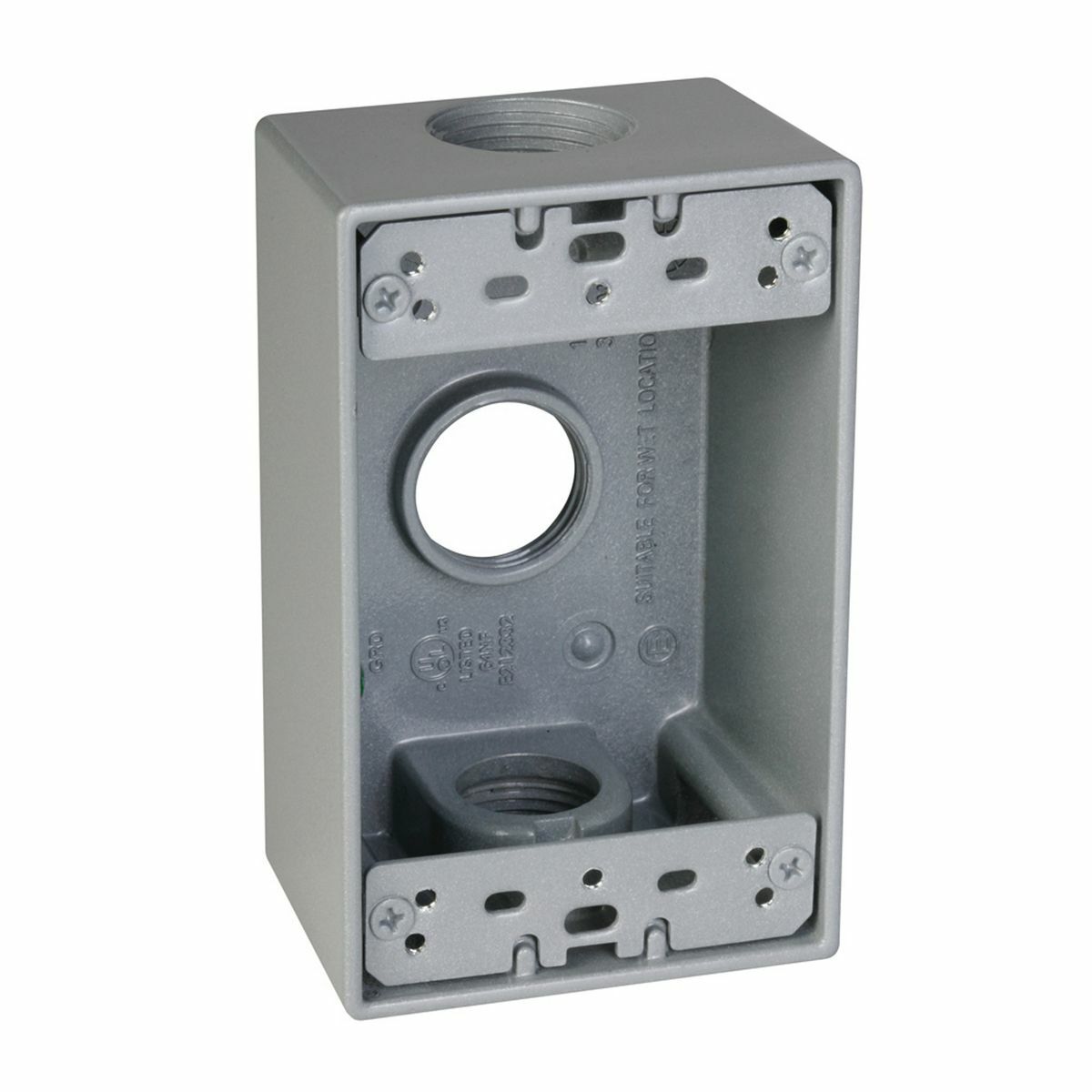 1-Gang 3 Hole 3/4 in. Outlet Box - Silver