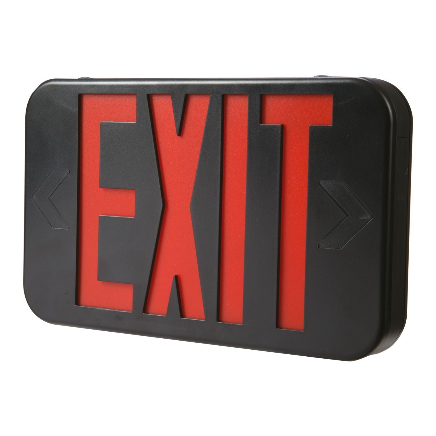 LED Exit, Polycarbonate, AC Only, Universal Face,Red Letters ,Black Housing