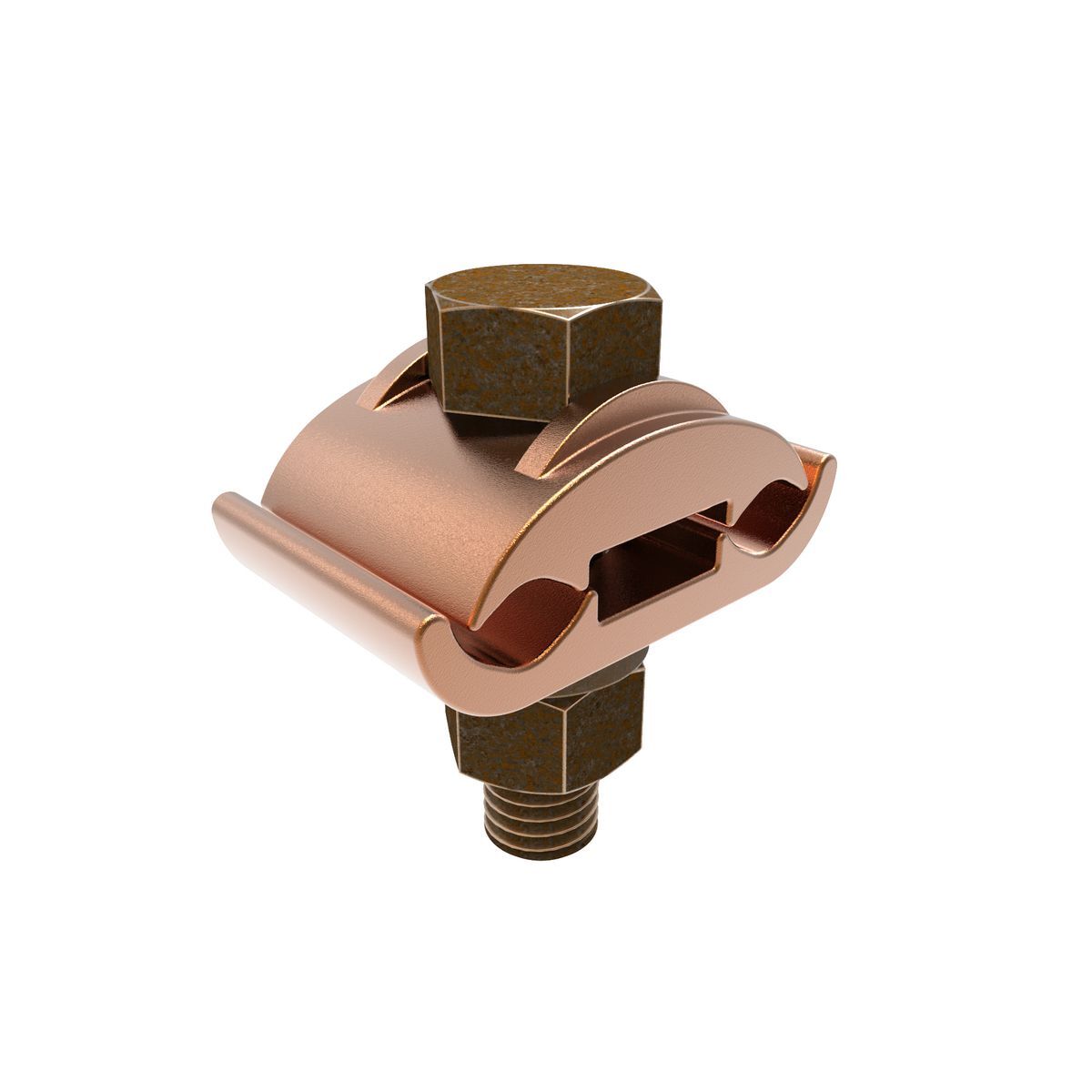 Mechanical Grounding Connector, 2 Cables to 1/4" Thick Bar, 2/0 AWG (Sol) -250 kcmil, 1/2" Stud,Torque:480 lb in.