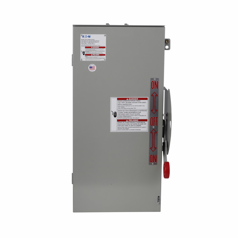 Eaton Heavy duty double-throw non-fused safety switch, 60 A, NEMA 3R, Painted galvanized steel, Non-fusible, Three-pole, Three-wire, 240 Vac, 250 Vdc