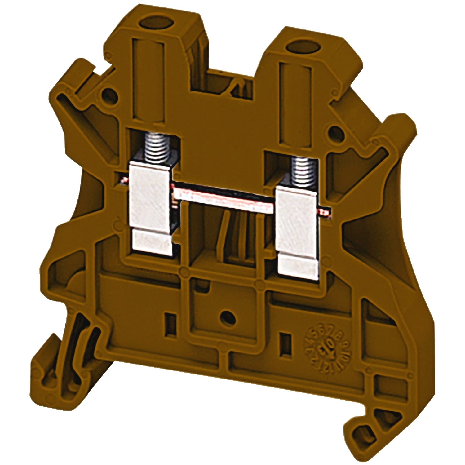 Terminal block, Linergy TR, brown, 4mm2, passthrough, 2 points, set of 10