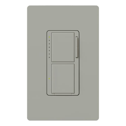 Maestro Incandescent/Halogen Dimmer and Switch, Single-pole, 120V/300W dimmer, 2.5A switch in gray