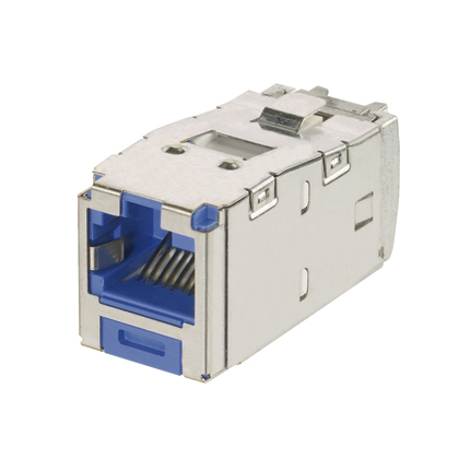 Mini-Com STP RJ45 Cat 6A Keyed TG Jack Module, Blue