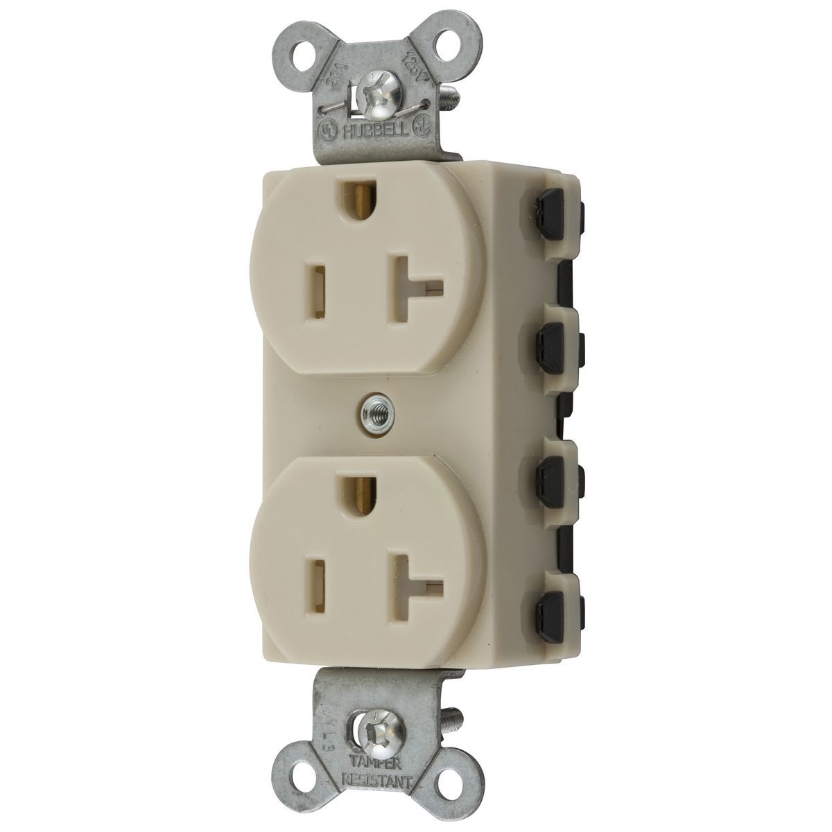 Straight Blade Devices, Receptacles, Duplex, SNAPConnect, Tamper Resistant, 20A 125V, 2-Pole 3-Wire Grounding, 5-20R, Nylon, Ivory, USA