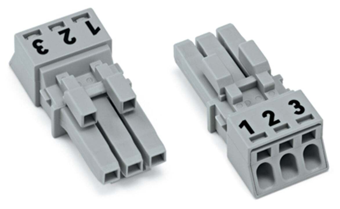 Socket; 3-pole; Cod. B; 1,50 mm; gray