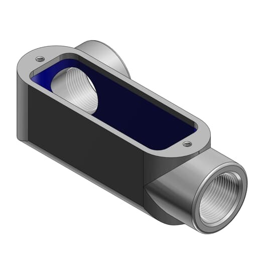 1-1/2 Inch Form 8, LL Conduit Body, Body Material Gray Iron with Zinc Plating and Baked On Epoxy Powder Coat with BlueKote Internal Coating for Use with Rigid/IMC Conduit