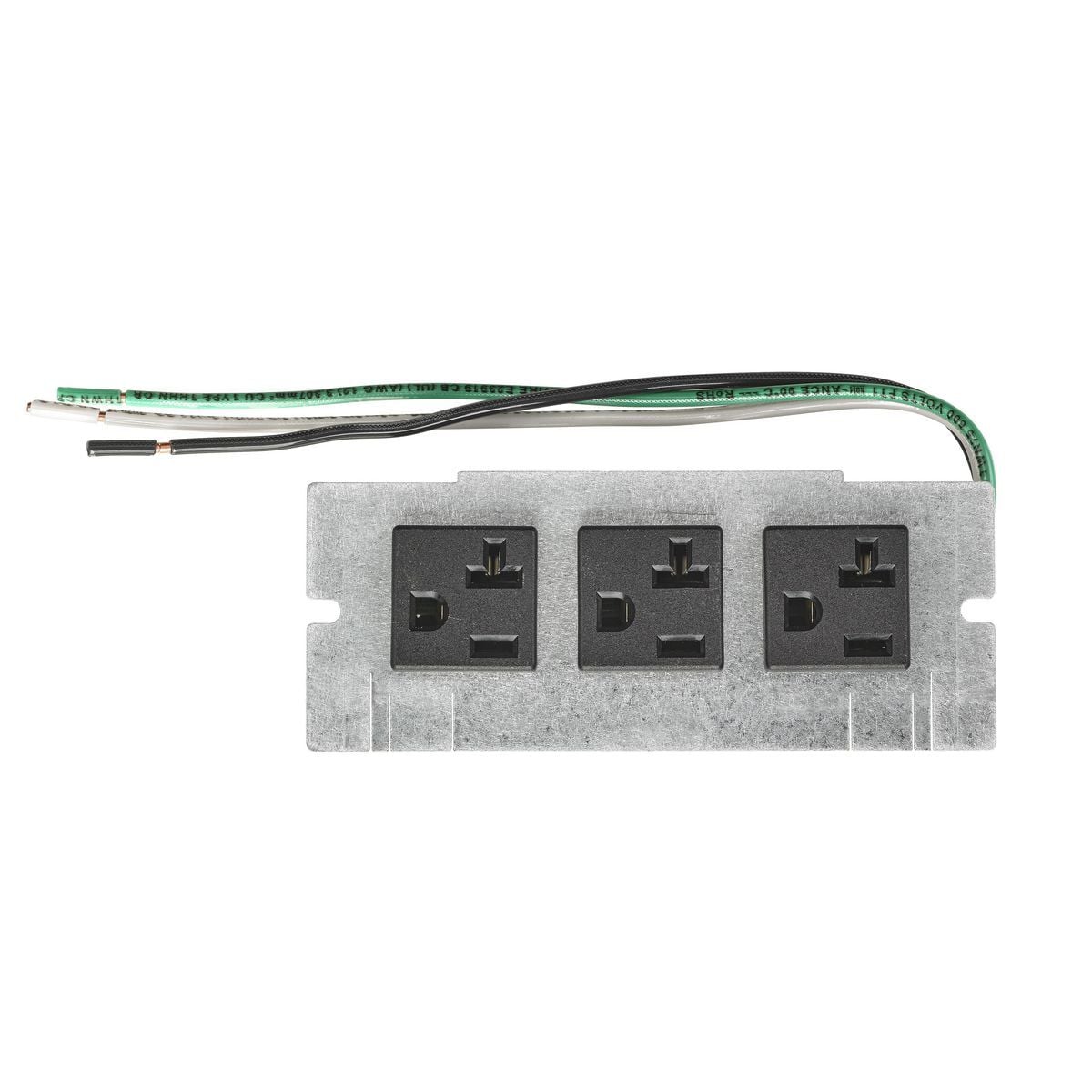 Concrete, Access, Wood Concrete, Access, Wood Floorboxes, Recessed, 2, 4, & 6-Gang Series, Pre-Wired Device Plate, (3)20A Pre-Wired Receptacles, 1 Circuit, 8" Leads