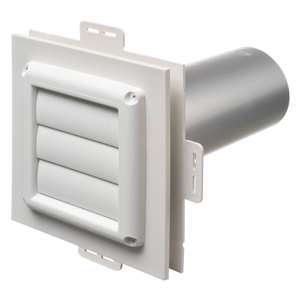 Dryer vent mounting block kit. Non metallic for new construction. Fits 1/2" and 5/8" step and dutch lap siding.