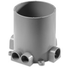 Flush Service Floor Box, 100 Cubic Inches, Opening Diameter 5-5/32 Inches, Base Diameter 6-3/8 Inches, Depth 6 Inches, 3/4 Inch and 1 Inch Conduit Tapping, Plastic, For Power or Communications/Data