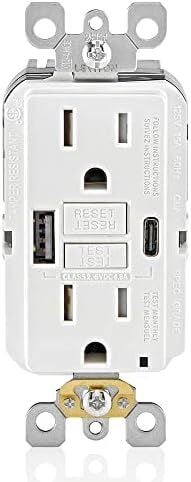 GUAC1-W GUAC Charger Outlet, 125 V AC, 15 A, 2 Poles, 5 Wires, White