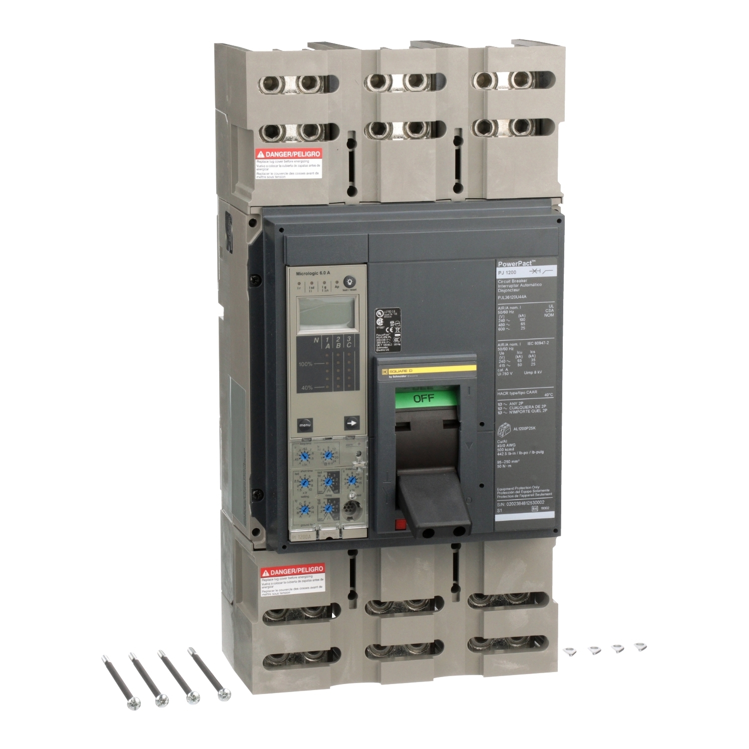 PJL36120U44A Molded Case Circuit Breaker, 1200 Amp, 3 Pole, 600V