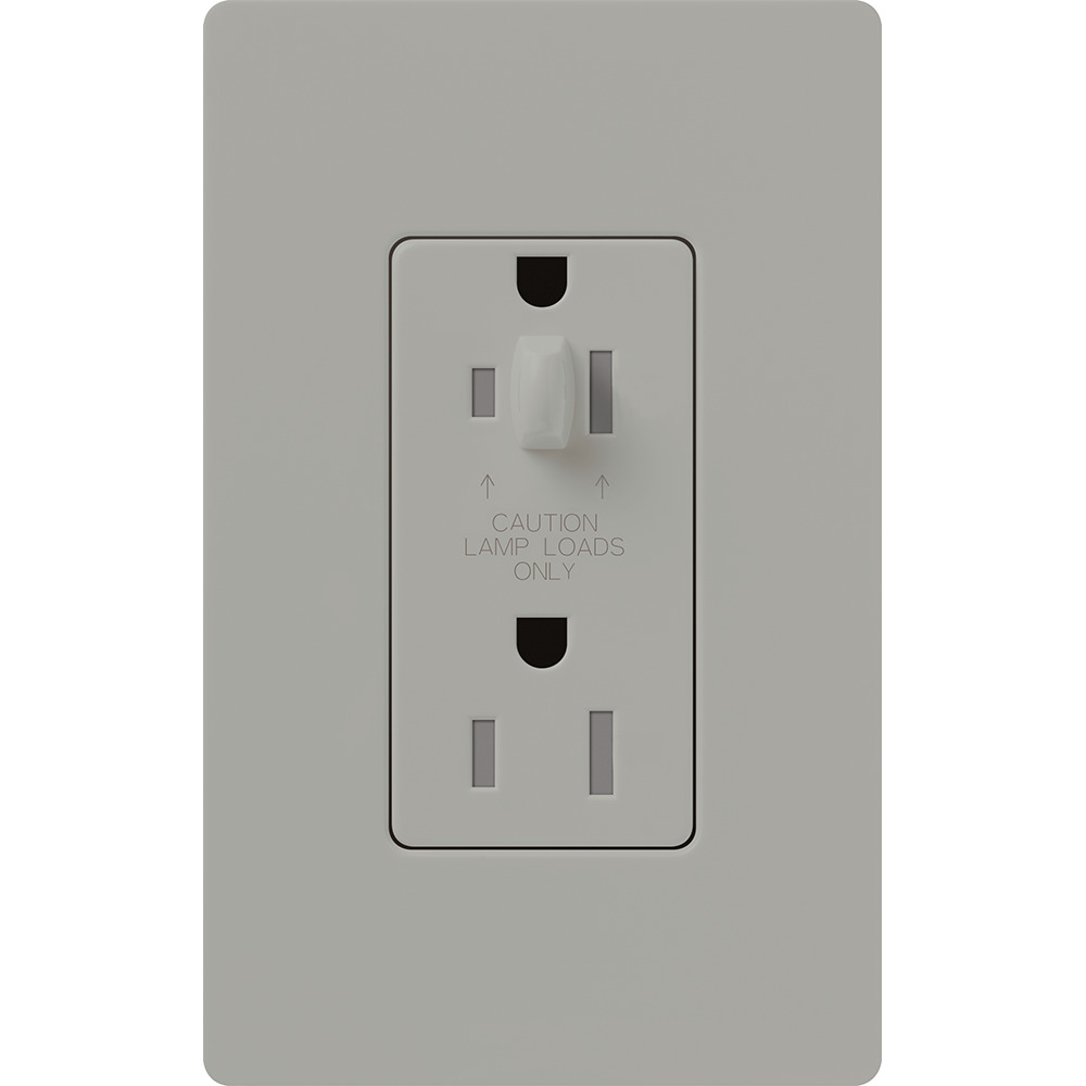 Architectural, half dimming, tamper resistant receptacle (Gloss), 15A/125V in gray