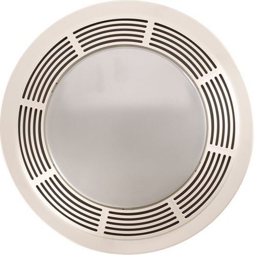 Broan 100 CFM Ventilation Fan with Light and Night Light, Round White Grille with Glass Lens, 5.0 Sones