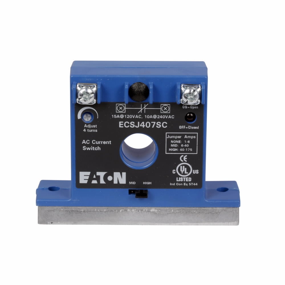 Eaton CurrentWatch Series Current Switch, Current Switch, UL94 V0 Flammability Rated Plastic enclosure, Monitor up to 175A, Switch up to 15A max AC, Isolated Solid State Relay, 15A at 125Vac, Screw Terminals