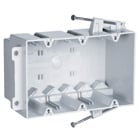 Triple Gang Switch and Outlet Box with captive mounting nails on each end. It has six Auto/Clamps each end with Quick/Click entries. It is easy to install with a rectangular cutout. It is made with a durable, impact-resistant thermoplastic box. It has innovative extras that help cut installation time. 50 pack.