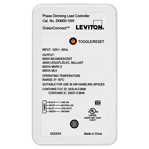 ZKM00-10W Load Controller, 120 VAC, 32 to 122 degrees F, White