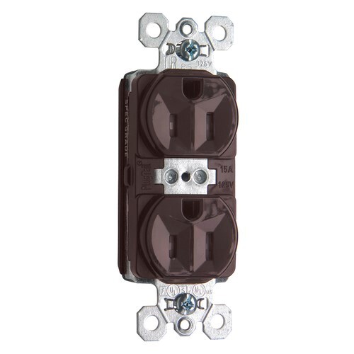 PlugTail Tamper-Resistant Spec Grade Duplex Receptacle 15amp 125volt, Brown