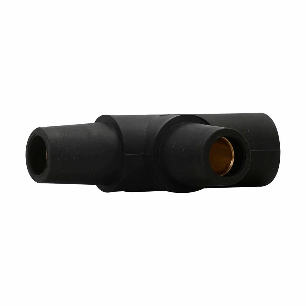 Eaton Crouse-Hinds series Cam-Lok J Series E1016 three way "T" connector, Up to 400A continuous, White, Male/female/female, Thermoplastic elastomer (TPE), Tapping, Lay down, 600 Vac/dc