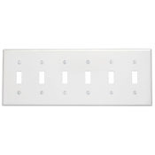 6-Gang Toggle Device Switch Wallplate, Thermoset, Device Mount, Brown
