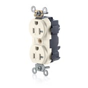 20-Amp, 125-Volt, Narrow Body Duplex Receptacle, Fed Spec Commercial Grade, Tamper-Resistant, Self Grounding, Light Almond