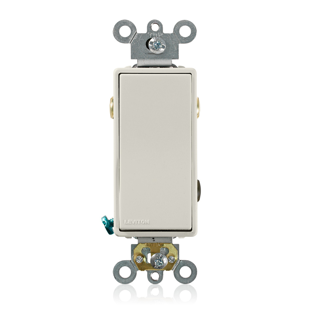 20 Amp, 120/277 Volt, Decora Plus Rocker 3-Way AC Quiet Switch, Commercial Grade, Back and Side Wired, Self Grounding, Light Almond