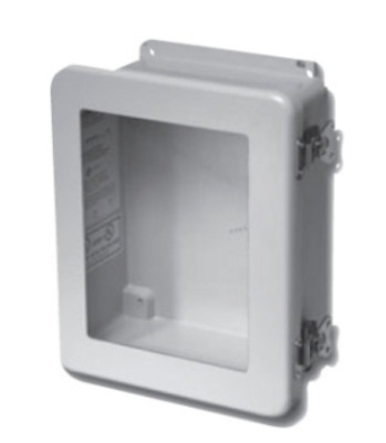 FJHPW161406 Non-Metallic Junction Box With Window, 15.46 in W x 6.23 in D, Hinged Cover, NEMA 1/3/4X/6P/12 NEMA Rating, Molded Fiberglass Reinforced Thermoset Polyester