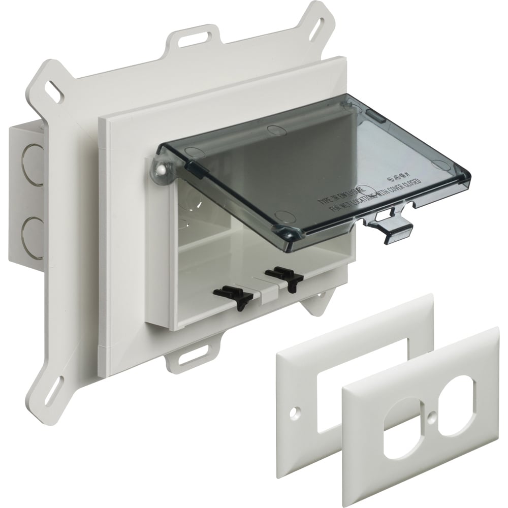 Low profile Inbox for new vinyl siding construction. Horizontal with weatherproof while in use Extra Duty clear cover.
