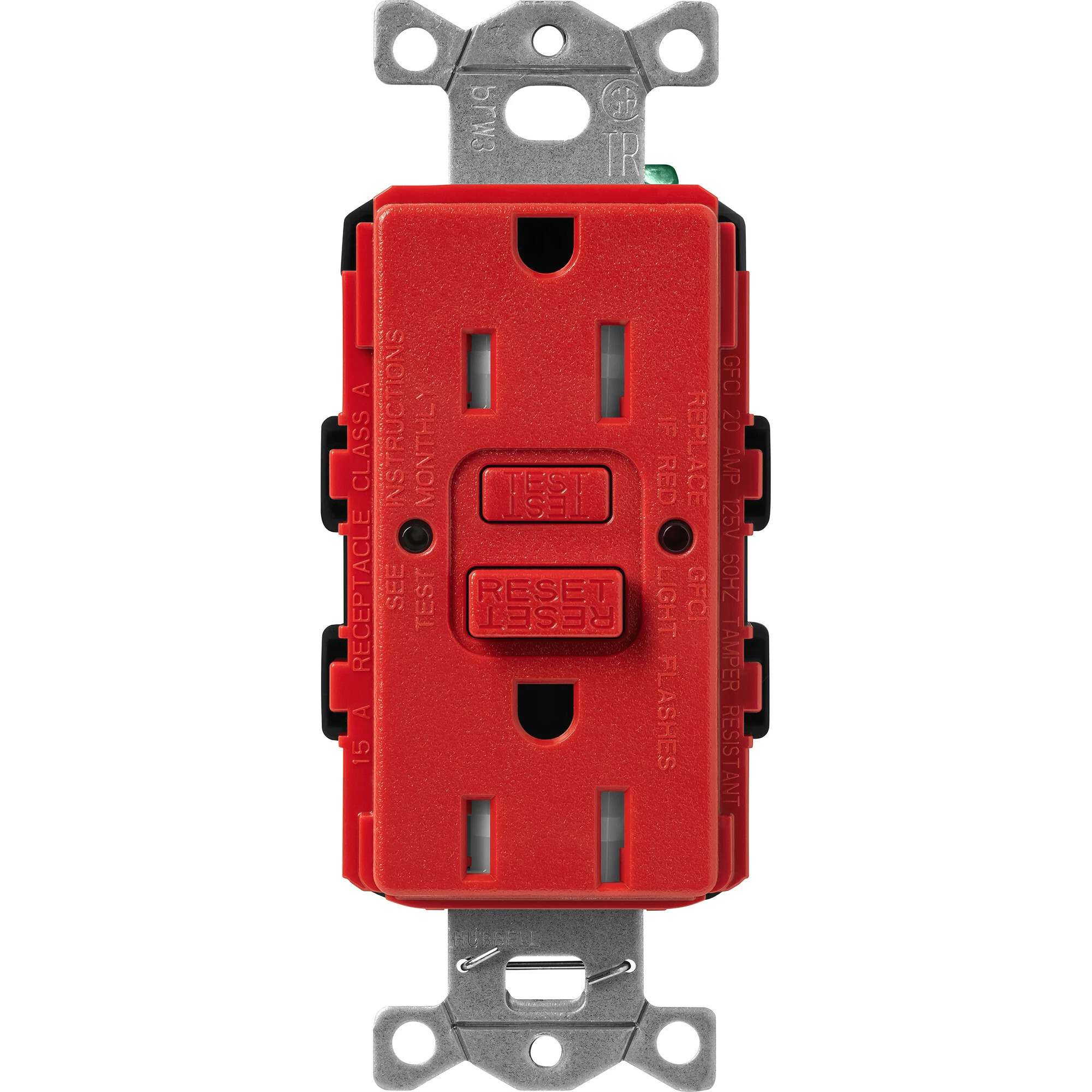 Lutron Claro Tamper-Resistant GFCI Duplex Receptacle, 15-Amp, Signal Red