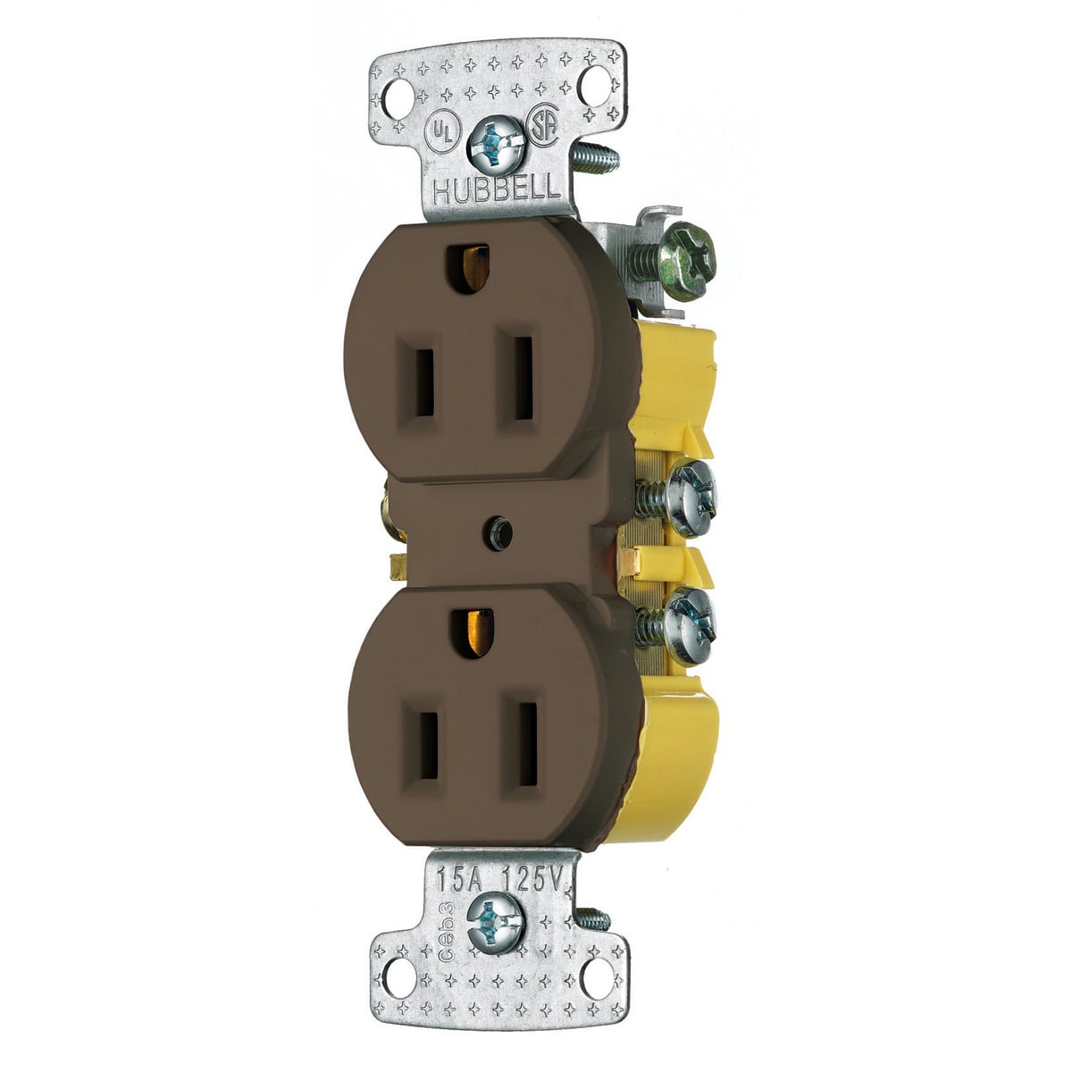 tradeSELECT Straight Blade Receptacle, Residential Grade, Duplex, 15A 125V, 2-Pole 3-Wire Grounding, 5-15R, Push Terminals