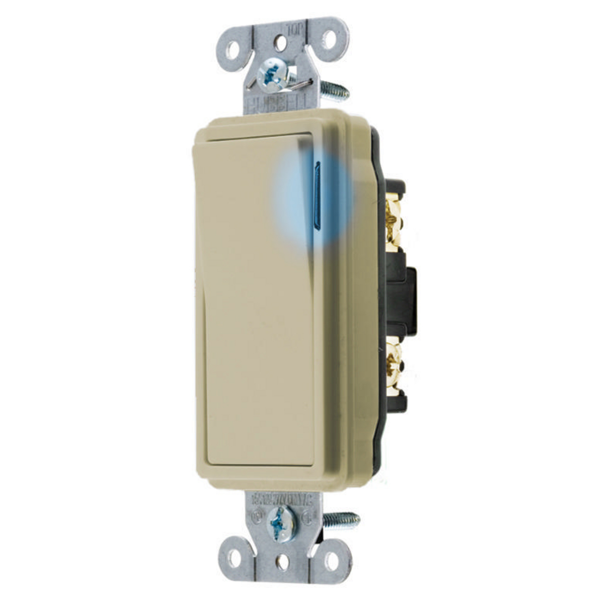 Decorator Switch Specification Grade, Rocker Switches, General Purpose AC, Illuminated Single-Pole, 20A 120/277V AC, Back and Side Wired