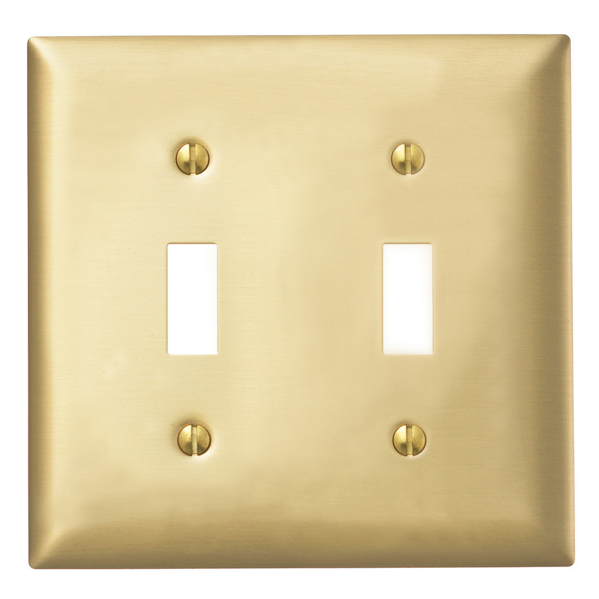 Wallplates and Boxes, Metallic Plates, 2- Gang, 2) Toggle Openings, Standard Size, Brass Plated Steel