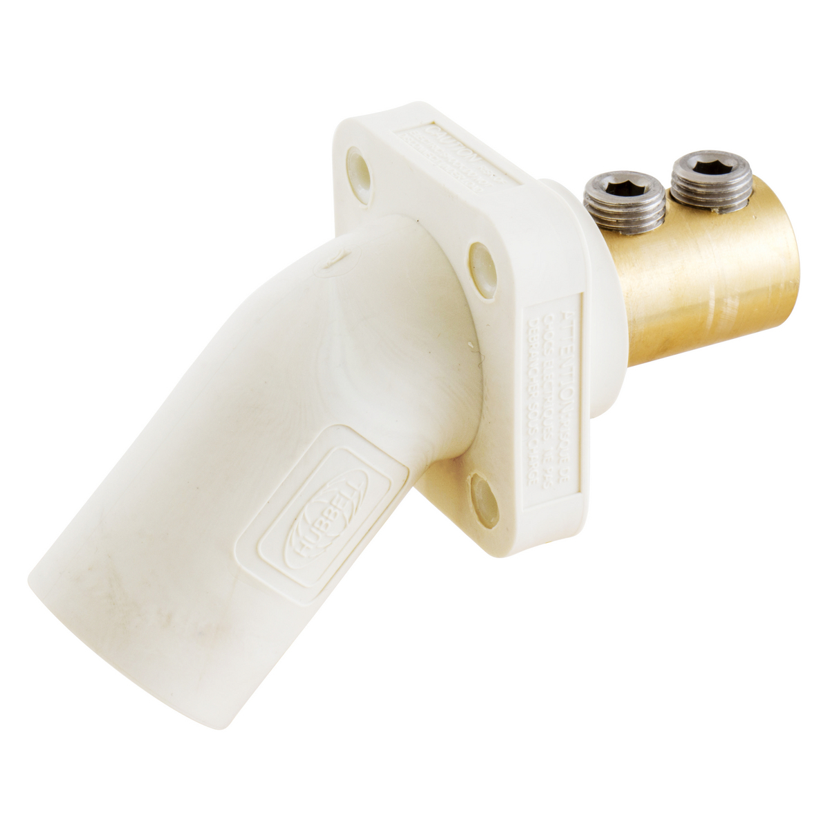 Single Pole Products, 300/400A Series,Inlet, Angled, Double Set Screw, White