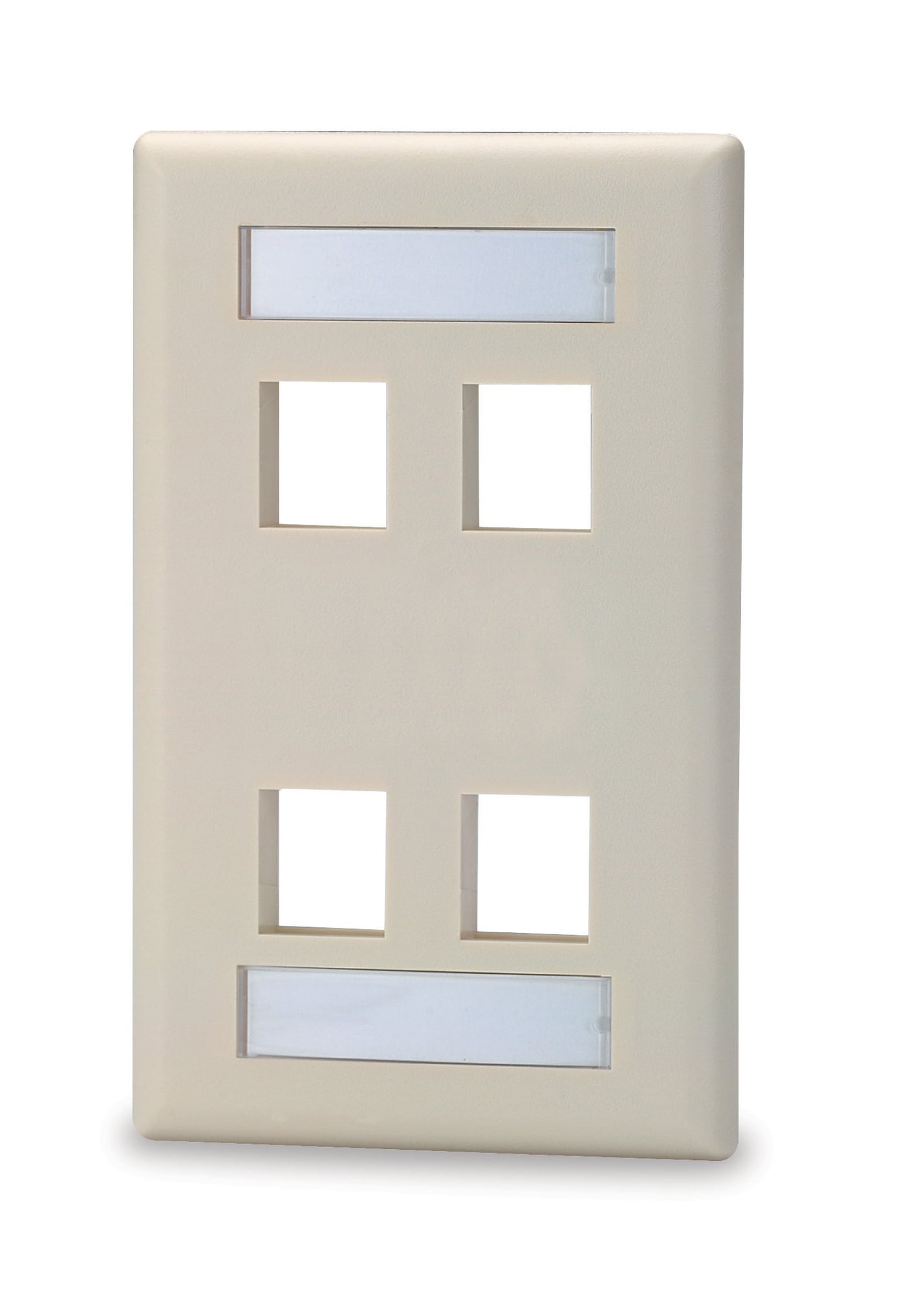 4-Port Single Gang Keystone Faceplate w/ Labeling, Ivory