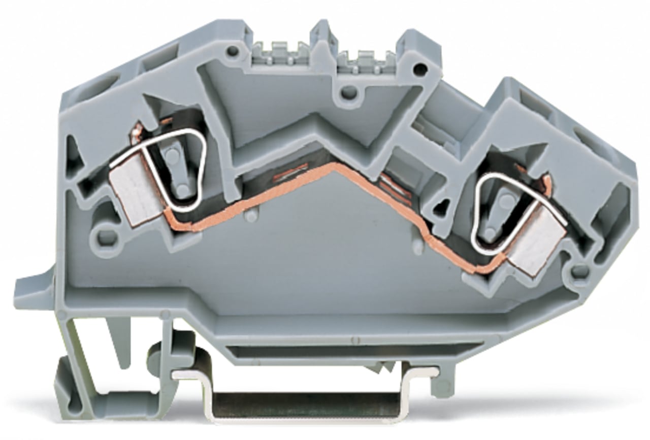 2-conductor through terminal block; 6 mm; center marking; for DIN-rail 35 x 15 and 35 x 7.5; CAGE CLAMP; 6,00 mm; gray