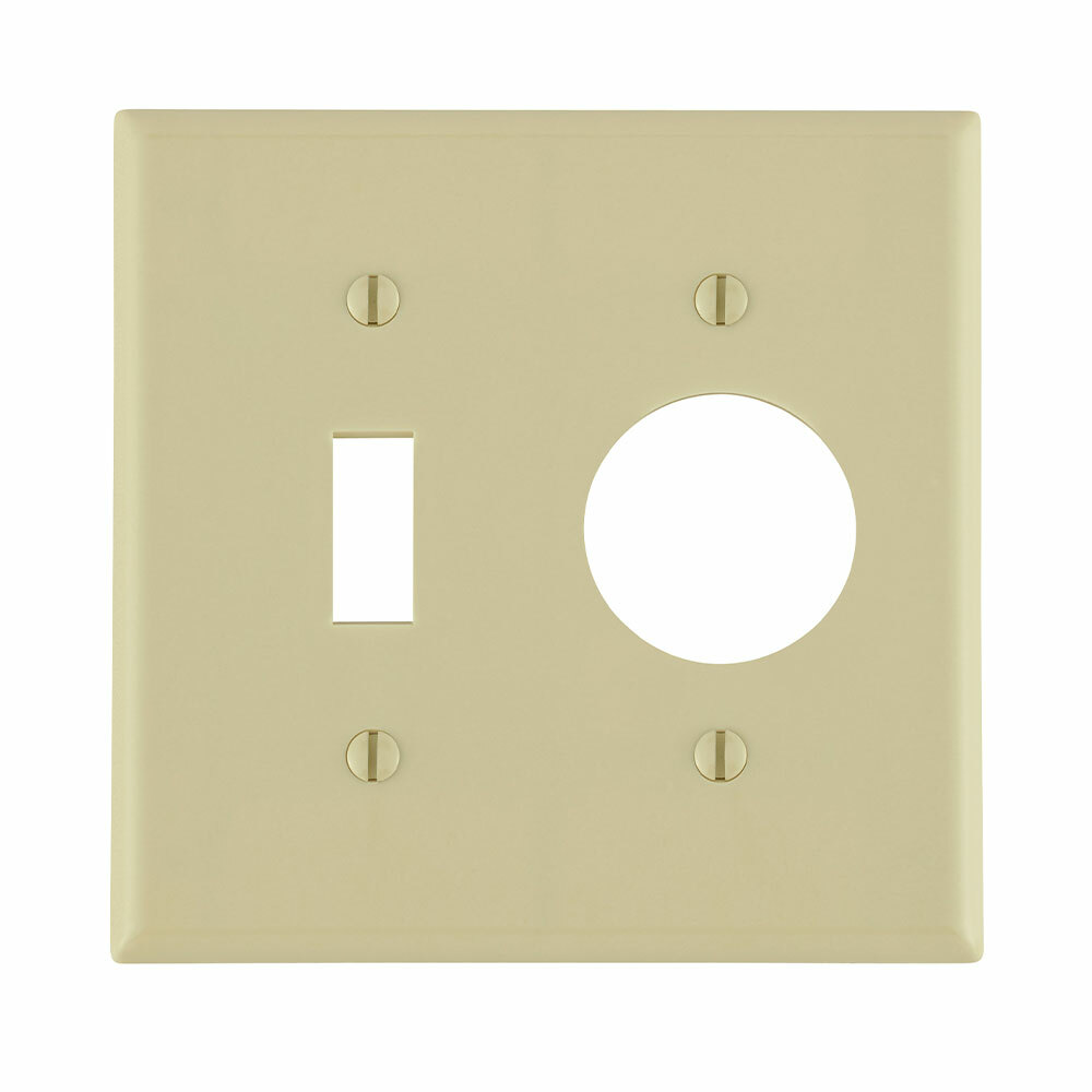 2-Gang 1-Toggle 1-Single 1.406-Inch Diameter, Device Combination Wallplate, Thermoset, Device Mount, Ivory