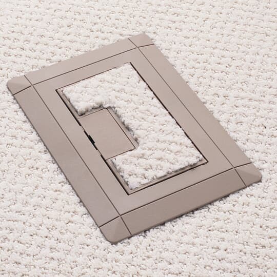 Single Gang Floor Box Cover, Width 7.13 Inches x Length 5 Inches, Brown, Non-Metallic, Carpet Flange Included