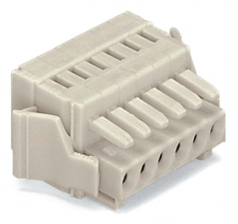 1-conductor female connector; CAGE CLAMP; 1.5 mm; Pin spacing 3.5 mm; 2-pole; 100% protected against mismating; Lateral locking  levers; 1,50 mm; light gray